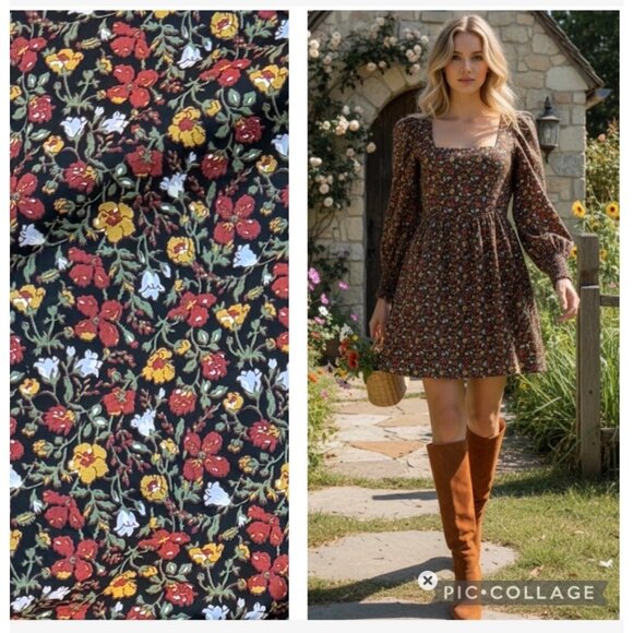 Tuckernuck Hyacinth House Black Multi Floral Square Neck Spencer Dress - Picture 2 of 7